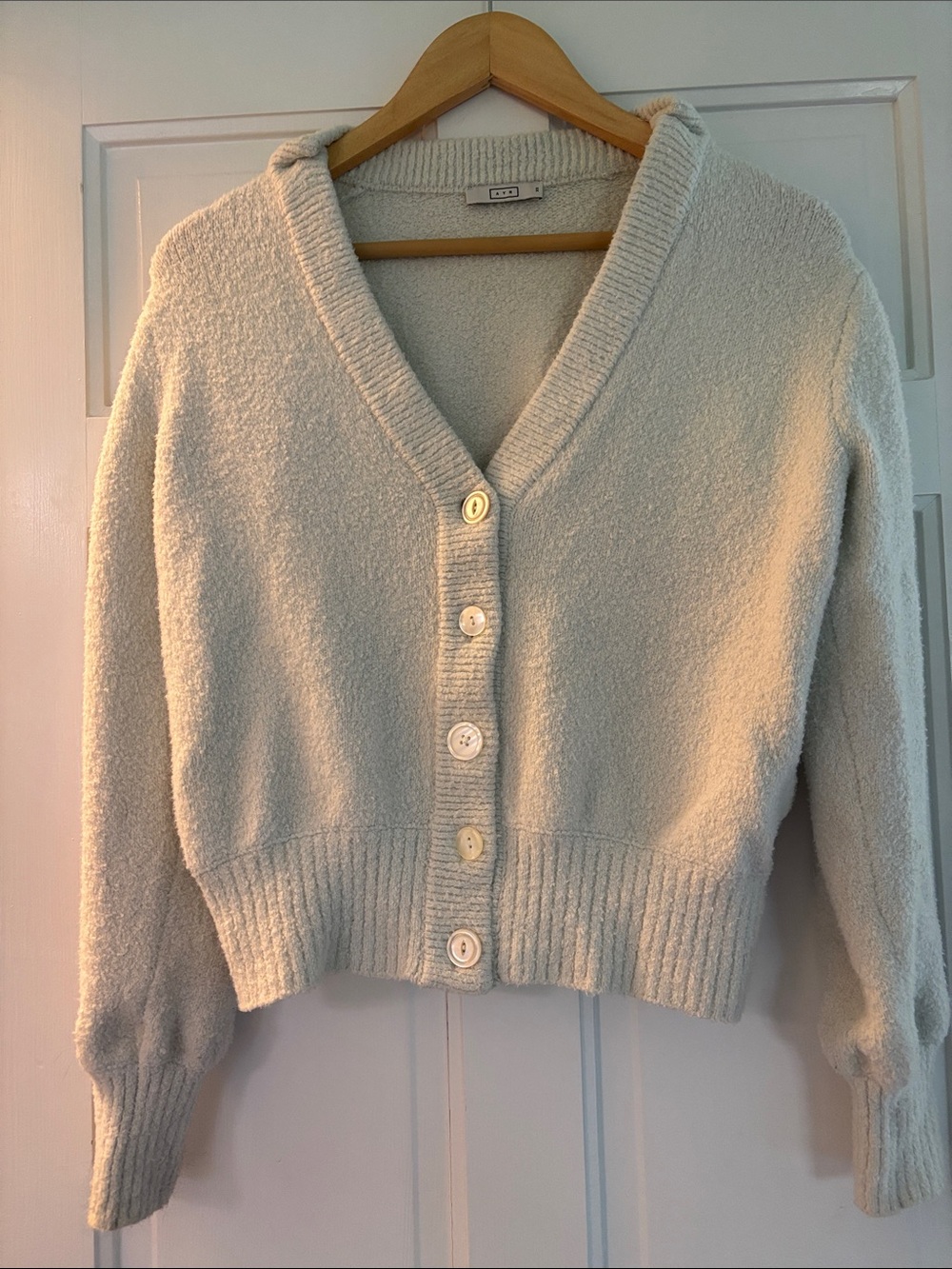 AYR Cream V-Neck Button Cardigan